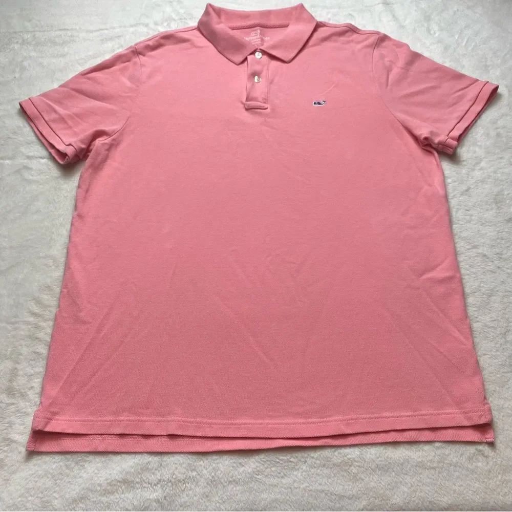 Vineyard Vines Pink/Coral Short Sleeve 100% Cotton Polo Shirt Size Large